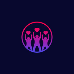 Poster - charity logo with people, vector