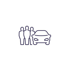 Poster - carsharing, carpooling icon, people sharing a car, linear