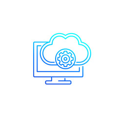 Canvas Print - cloud solutions icon, line vector