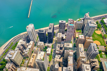 Wall Mural - Chicago city aerial view, Illinois, USA