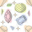 © MichiruKayo - Seamless pastel diamonds pattern. Background with colorful gemstones.
