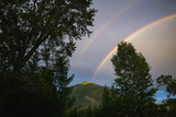 Fototapeta Tęcza - double rainbow in mountains