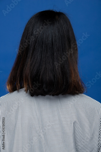 Back Side View Of Women To Show Short Straight Black Hair