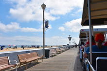The Boardwalk Tram In Beautiful Day , Ocean City, Maryland, USA