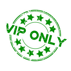 Wall Mural - Grunge green VIP (abbreviation of very important person) only word with star icon round rubber seal stamp on white background