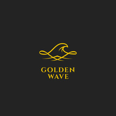 Golden wave ocean elegant logo icon symbol of surf and nature resort