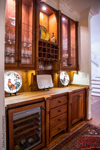 In Home Stained Wood Butler S Pantry Wine Bottle Refrigerator And