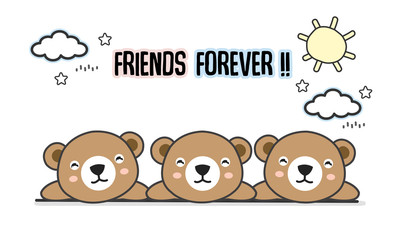 Wall Mural - Friends forever bears vector illustration