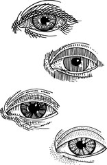 The image of the eye made in different techniques