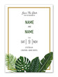 Tropical leaf Wedding invitation card.