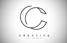 C Letter Logo Monogram Vector Design. Creative C Letter Icon With Black Lines
