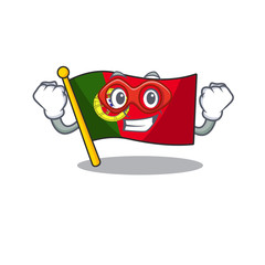 Canvas Print - Super hero portugal flag folded on cartoon table