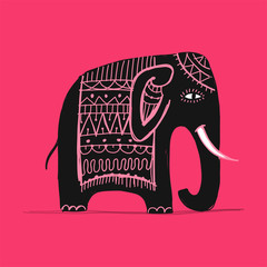 Wall Mural - Cute elephant, sketch for your design