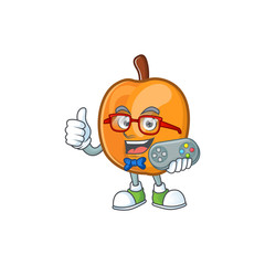 Poster - Gamer ripe apricot character mascot of cartoon