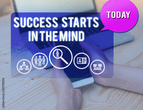 Conceptual Hand Writing Showing Success Starts In The Mind Concept Meaning Set Your Mind To Positivity It Can Go A Long Way Woman Smartphone Speech Bubble Office Supplies Technology Buy This
