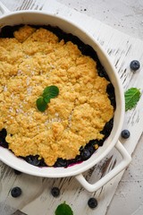 Poster - Homemade Blueberry cornmeal Cobbler baked in a Ramekin