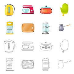 Wall Mural - Isolated object of kitchen and cook symbol. Collection of kitchen and appliance vector icon for stock.