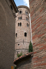 Wall Mural - Ravenna, Italy - August 14, 2019 : View of Ravenna cathedral bell tower