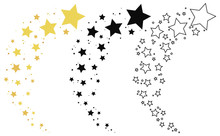 Set Of Shooting Stars. Collection Of Stars Silhouette. Vector Illustration Of A Flying Star. Black And White Drawing. Tattoo.