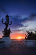 Morning in Paris, colorful sunrise over Alexander III bridge, France