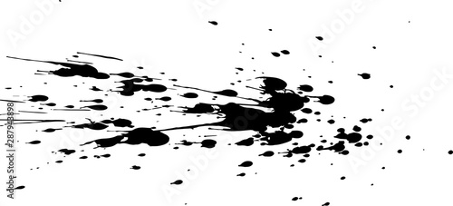 Fotomural Black paint, ink splash, brushes ink droplets, blots