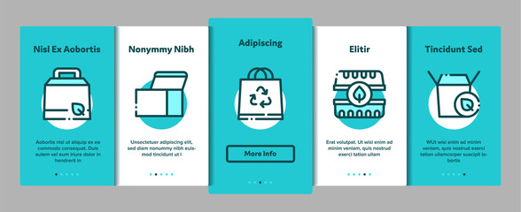 Poster - Packaging Elements Vector Onboarding Mobile App Page Screen. Contour Illustrations