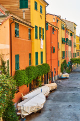 Poster - Street with colorful houses in Genoa