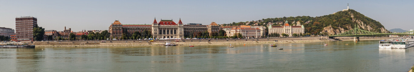 Wall Mural - old houses of budapest and the danube river, aerial view