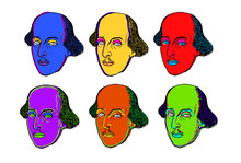 Pop Art Style Illustration Of The Face Of British Writer William Shakespeare In Different Colors