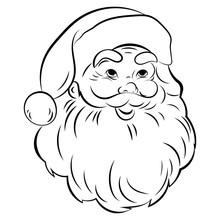 Santa Claus Face. Portrait Of Santa. Black White Christmas Pattern. Sketch The Head Of Santa Claus. Tattoo.