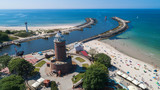 Fototapeta Krajobraz - Kołobrzeg – piękne miasto i uzdrowisko nad Morzem Bałtyckim z lotu ptaka