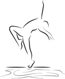 Fototapeta Dinusie - Black and white line drawing of a male dancer
