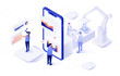 Vector isometric illustration of an front-end and back-end