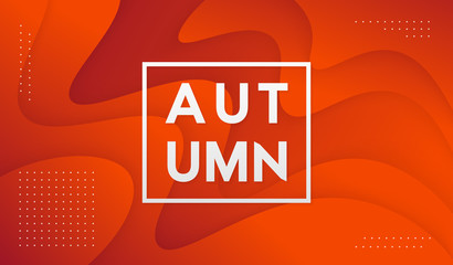 Poster - Trendy autumn banner with orange gradient liquid background vector design.