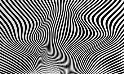 Poster - Abstract psychedelic striped background. Black and white zebra pattern backdrop.