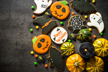 Wall Mural - Halloween Gingerbread Cookies at black.