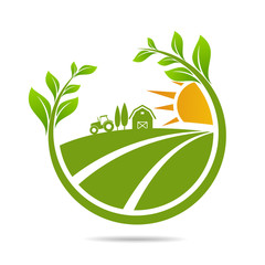 Sticker - Farm fresh of vector emblems and stickers . Farming and agriculture, organic food, locally grown design elements for product packaging