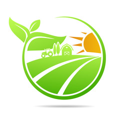 Wall Mural - Farm fresh of vector emblems and stickers . Farming and agriculture, organic food, locally grown design elements for product packaging