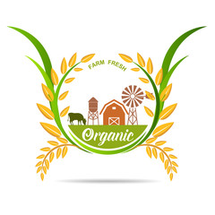 Canvas Print - Farm fresh of vector emblems and stickers . Farming and agriculture, organic food, locally grown design elements for product packaging