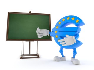 Canvas Print - Euro currency character with blank blackboard