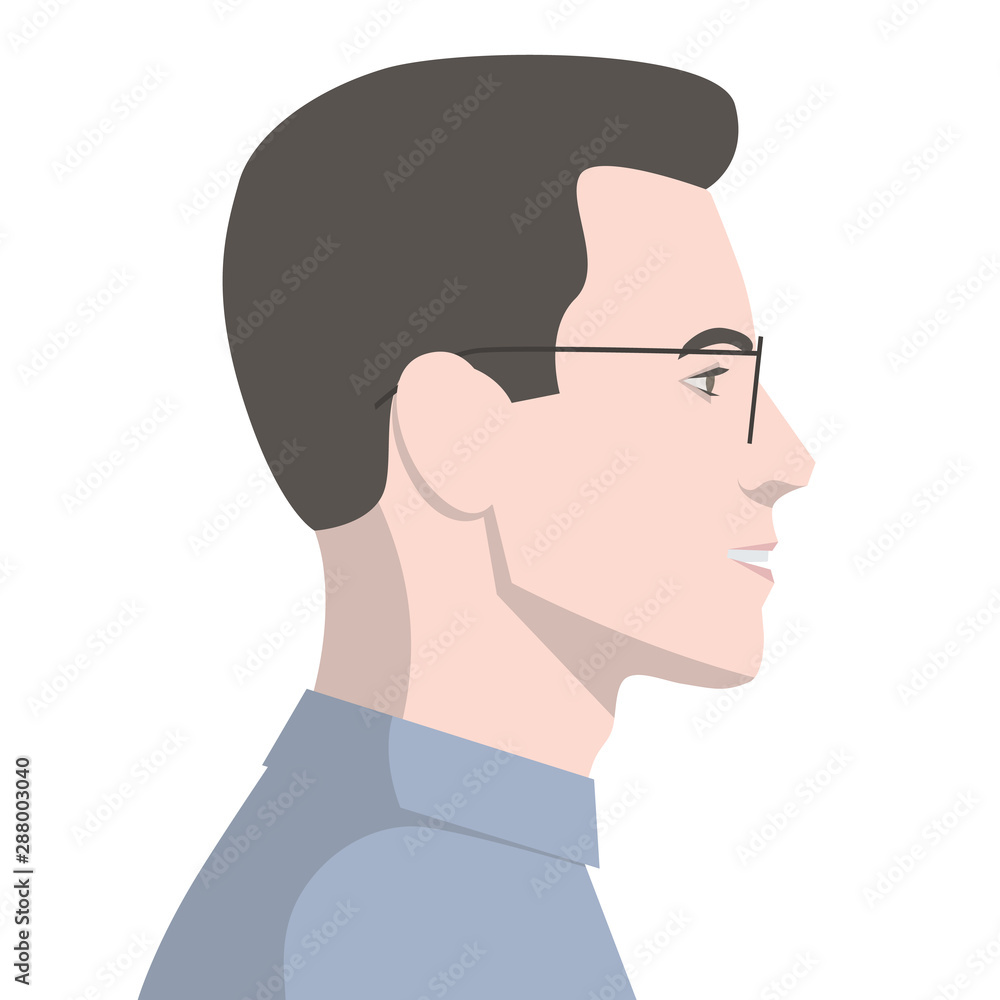 Side view of a face of a handsome man colored vector illustration Stock ...