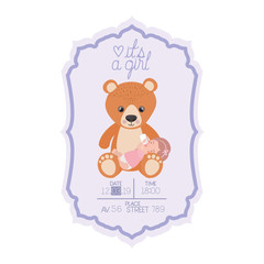 Poster - its a girl card with little baby character