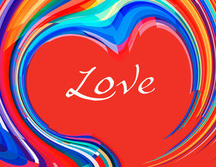 Aufkleber - Love. Concept wallpaper with red heart. Vector art