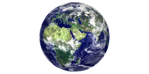 Wall Mural - earth white background from space