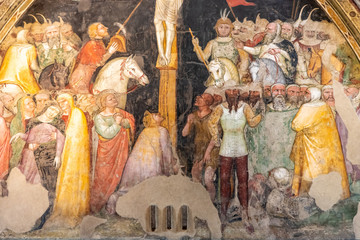  Medieval painting showing crucifixion scene