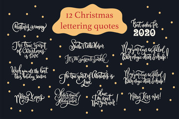 Wall Mural - Merry Christmas. Vector lettering quotes. Typography set. Hand drawn script calligraphy illustration.