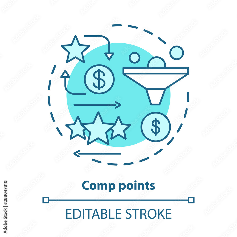 Redemp Point Icon Casino comp points concept icon. Redeem points and bonuses idea thin ...