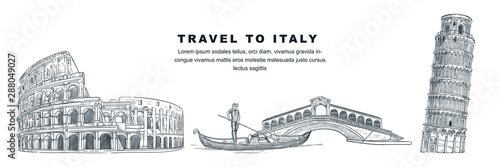 Fotomural Travel to Italy hand drawn design elements
