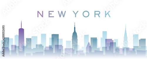 New York Transparent Layers Gradient Landmarks Skyline