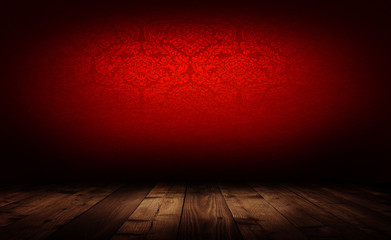 Wall Mural - dark interior room with baroque wallpaper